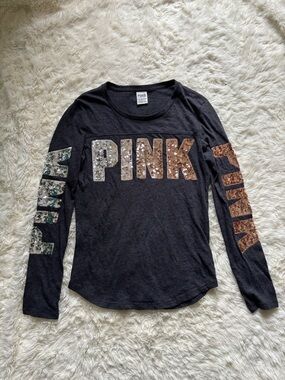 PINK Victoria's Secret Charcoal Crewneck Tee